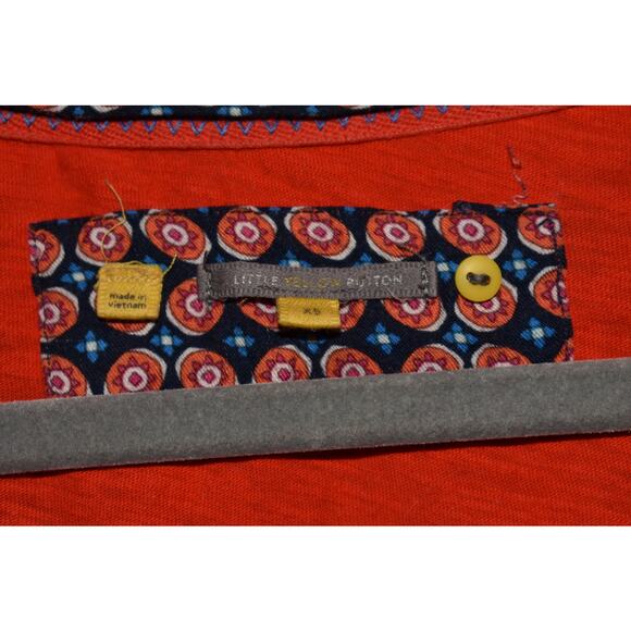 ANTHROPOLOGIE LITTLE YELLOW BUTTON $68 Red V-Neck Top Embroidered Cuffs XS - Picture 3 of 3